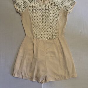 Aqua Cream Crochet-Front Romper